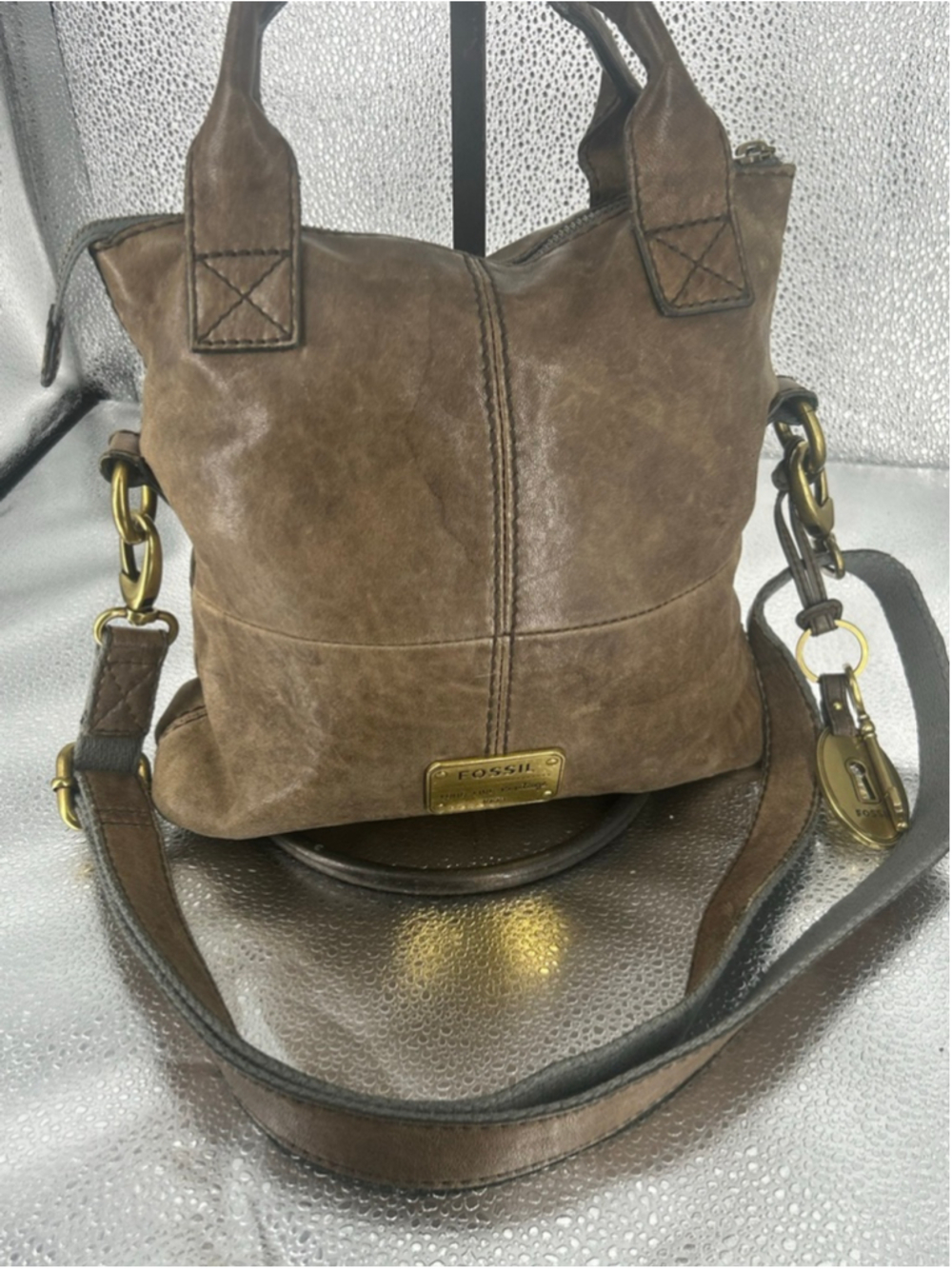 Women's Fossil Brown Leather Crossbody Bag One Size - Picture 4 of 8